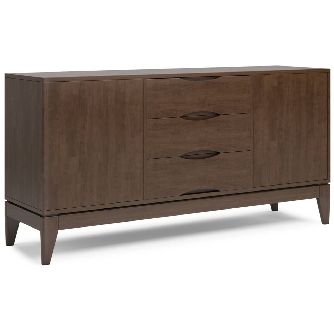 Simpli Home Harper Sideboard Buffet, 60 Inch Wide, Walnut Brown, Mid Century
